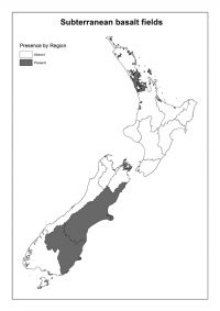 Subterranean basalt fields: Presence by Region