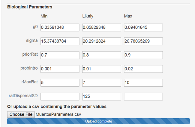 Figure 2. Graphical user interface of the REA model, where the user inputs model parameter values. (From Samaniego-Herrera et al. 2013, Journal of Applied Ecology 50).