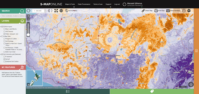 S-Map showing soil pH