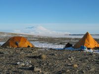Camping in tents at Marble Point, ideally on snow patches to minimise impacts on soil. (Balks)