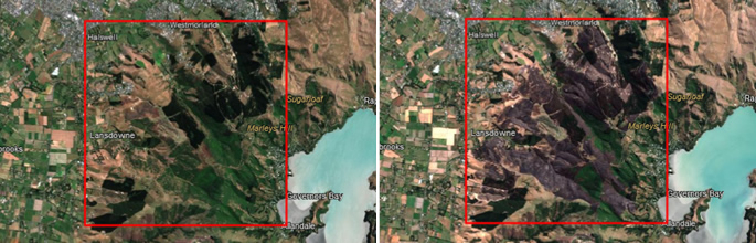 Before and after the Port Hills fires