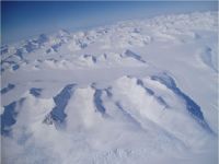We then fly across Antarctica and can see mountains (nunataks) protruding above the ice. (McLeod)