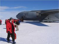 On the ground at the ice airfield off Ross Island. (McLeod)
