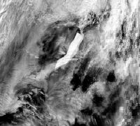 An iceberg a little south of Stewart Island picked up by a MODIS AQUA image.