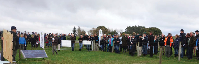 Discussing research at a farmer field day. Image - Malcolm McLeod