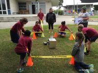 Clutha Valley Primary students setting up a MothNet  experiment