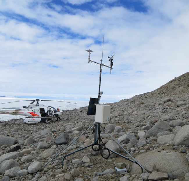 A climate station at Granite Harbour (image courtesy of Megan Balks, University of Waikato).