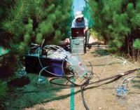 Equipment used to collect the soil surface CO2 efflux in order to measure its isotopic composition.