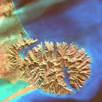 SPOT-4 multispectral image of Banks Peninsula. 1 June 1998. © CNES 1998.