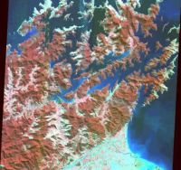 SPOT-1 multispectral image of the Marlborough Sounds, 30 March 1988 © CNES 1988