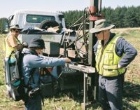 A soil core being analysed.