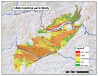 Figure 1. Nitrate leaching vulnerability for part of the Canterbury region.