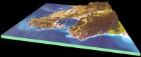 Perspective view of Wellington derived from SPOT imagery. (c) CNES 1989.