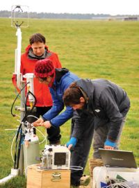 Setting up greenhouse gas sampling equipment. Image - John Hunt