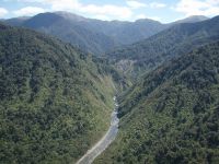 Aerial view of the Tararua Ranges, site of Project Kākā