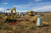 Preparing to dig out stony soil lysimeters. 