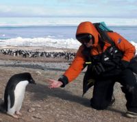 Lindsay meeting the Antarctica locals