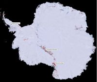 Figure 1. Map showing distribution of ice-free areas (red) in Antarctica. Image - Fraser Morgan