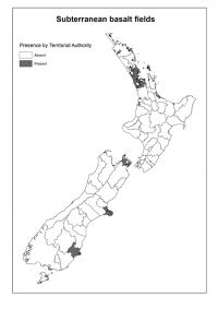 Subterranean basalt fields: Presence by Territorial Authority