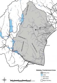 <strong>Fig. 2</strong> Bennett’s wallaby containment area in South Canterbury (from Environment Canterbury's Pest Management Strategy, 2011).

