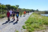 Greymouth High School students walking to the release site. Photo: Murray Dawson, Manaaki Whenua - Landcare Research