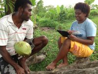 Conducting the household survey in Nataleira village, Fiji. Image – Pike Brown.